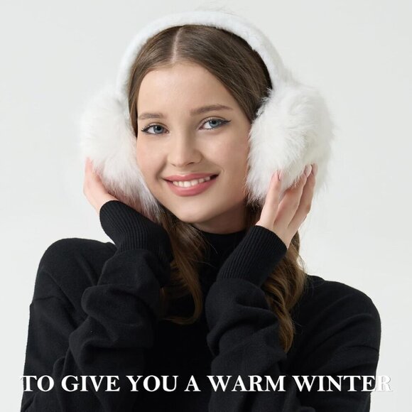 Women Girls Faux Fur Earmuffs Warm Winter Foldable Cozy Fashion Accessory main image 6